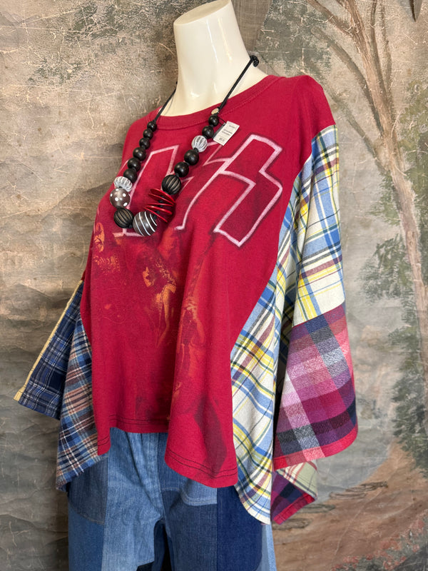 5576 Flannel Band Tee Topper-D