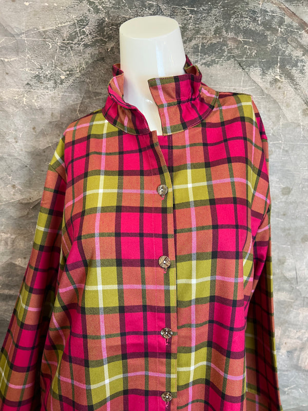 PL88-739 Mad For Plaid BF Shirt-Pink