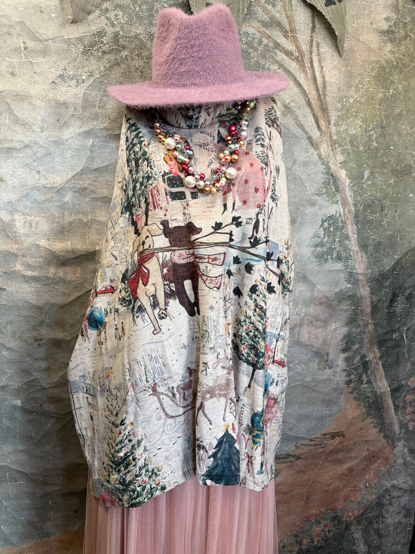 T1097 Cowlneck Dolman Slv Top-Holiday Joy