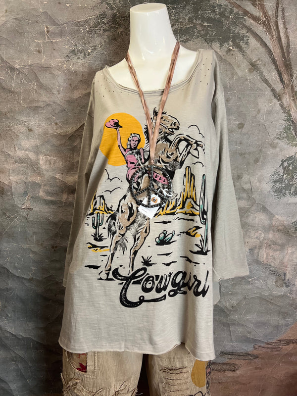 PL191T Cowgirl Distressed Tshirt