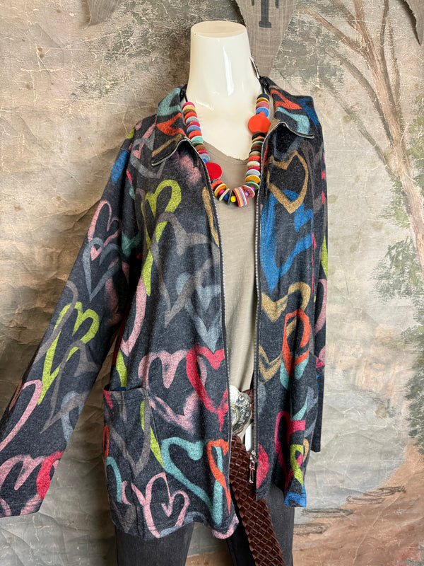 25842 Whimsy Chic Hearts Zipup Jacket