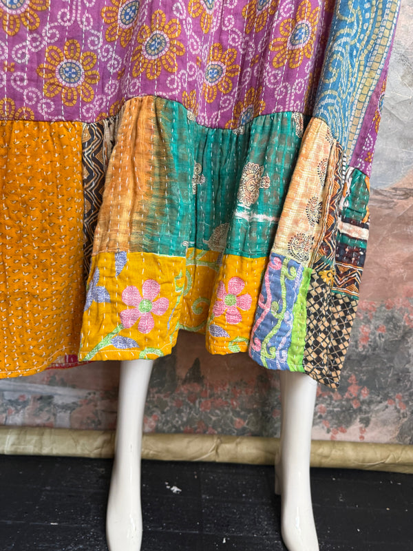 1027w Kantha Arts Tiered Dress-Mix 6