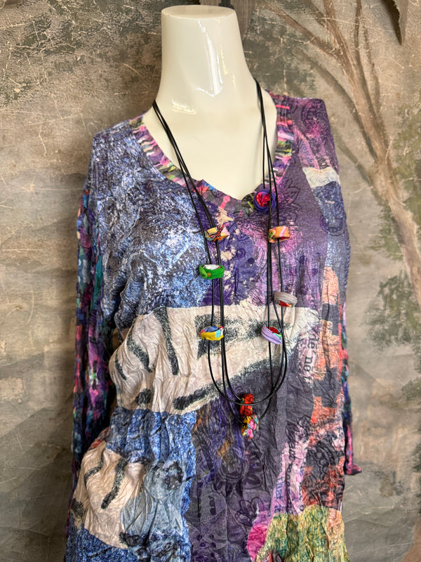 25603 Crinkle Tunic Top-Purple