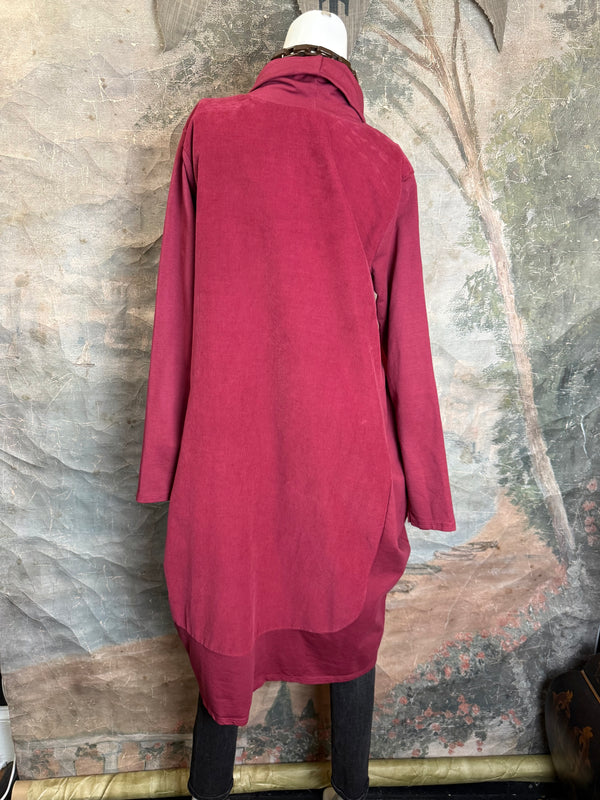 6512AU Cowlneck Bubble Dress-Wine