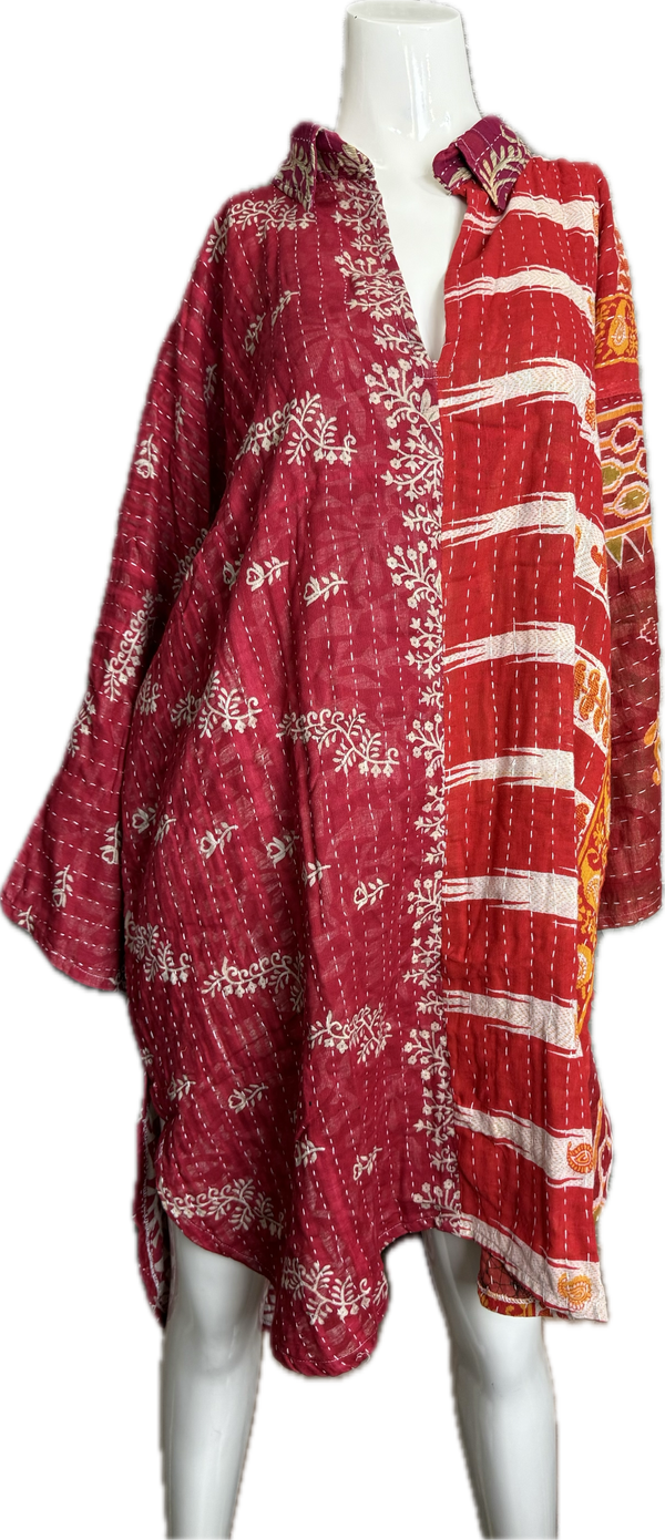 1013w Long Kurta Shirt Dress-Hazel