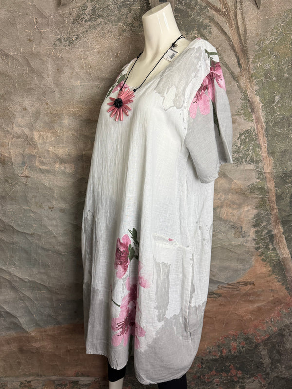 90847B Painters Garden Dress-White