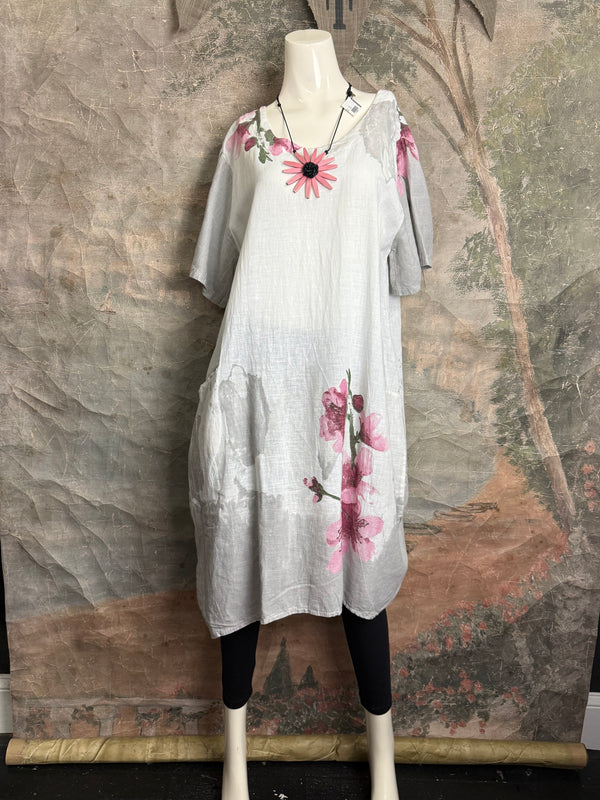 90847B Painters Garden Dress-White