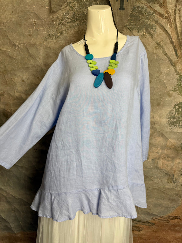 MP-HLT561 Ruffle Hem Top-Kentucky Blue