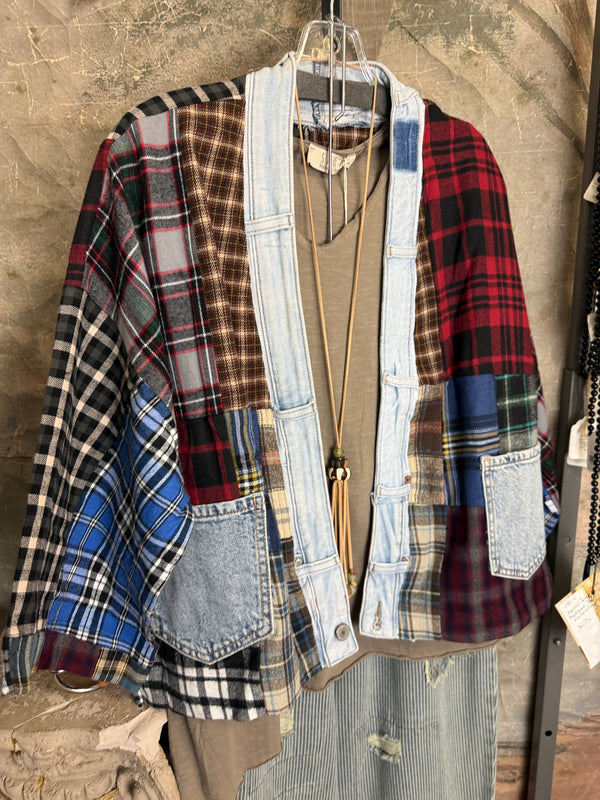 5573 Lodge Flannel Cardigan-Mix C