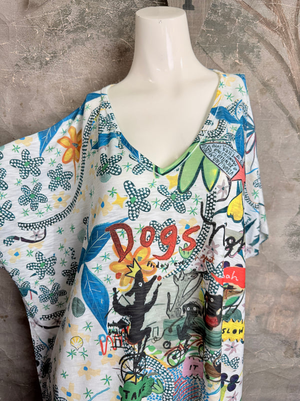 T1640K Vneck Dolman Top-Dogs Night