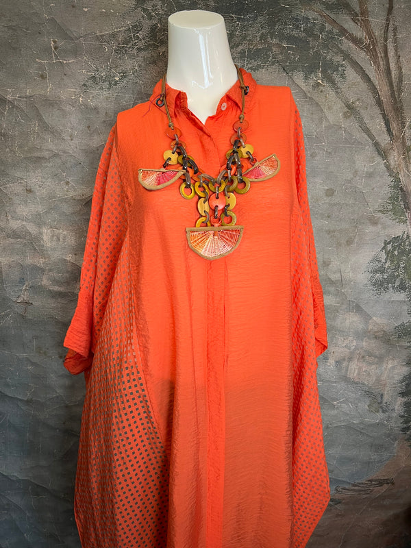 6513 O'Size Kimono Tunic/Dress-Tabasco