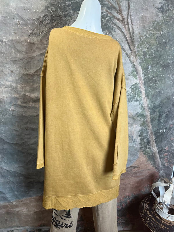 PL188- High-Low Sweatshirt-Mustard