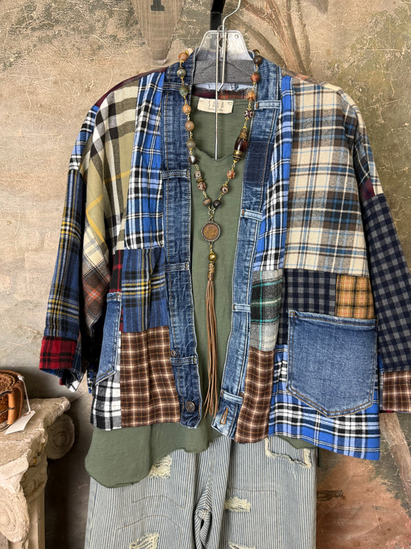 5573 Lodge Flannel Cardigan-Mix D