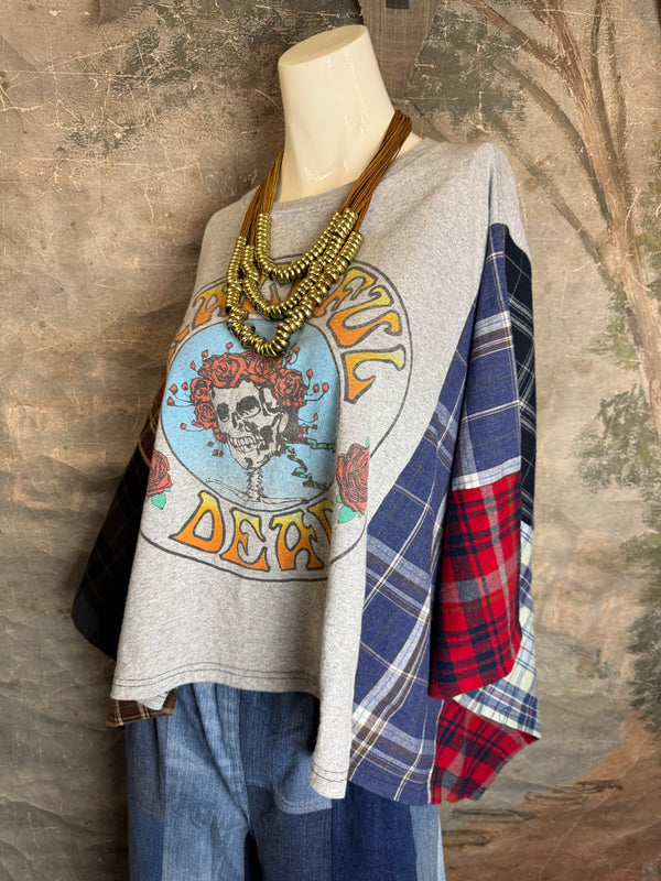 5576 Flannel Band Tee Topper-F