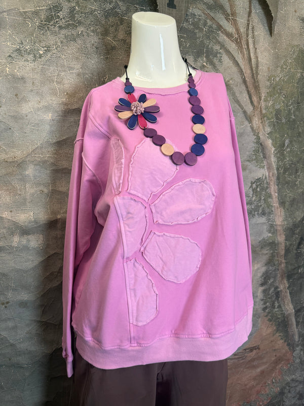 A2995202 L/Slv Flower Sweatshirt-Orchid