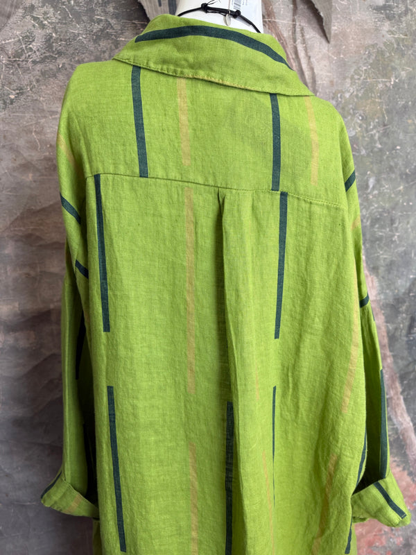 91750S Stripe Big Shirt-KIWI