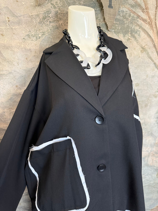 69583 Chic Blazer Jacket W/Trim