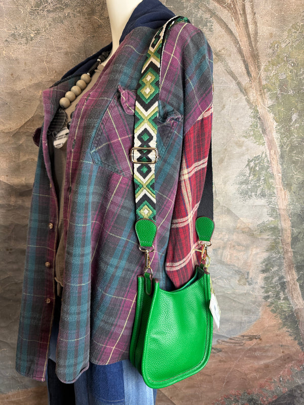 0003A Pebbled Vegan MINI Leather Crossbody Bag-Green