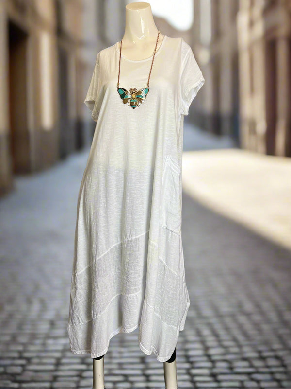 1123 Sharkbite Dress-White