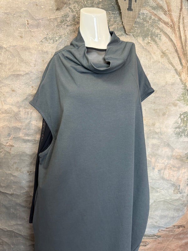 92009 Cocoon Sweatshirt Dress-Charcoal