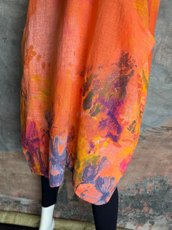 90847P Painted Presence Dress-Coral Orange