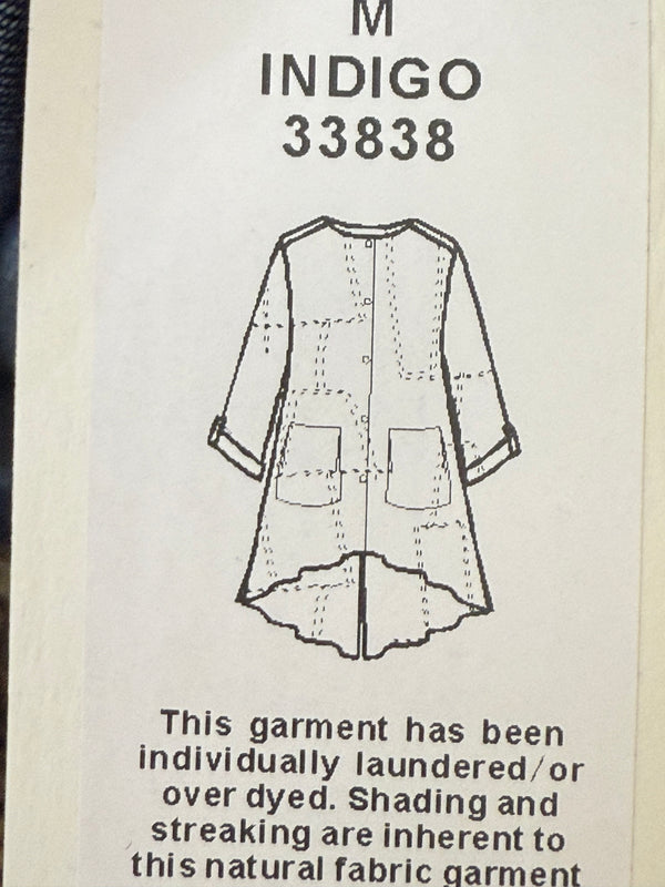 20126N17 Lg/Slv Slit Back Shirt-Indigo