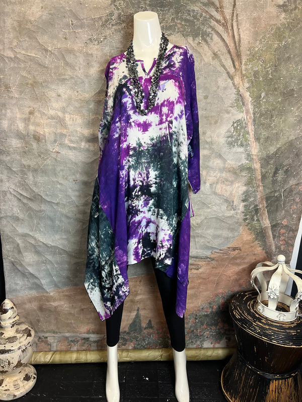 7063V Block Dyed Justly Top-Violet MIX