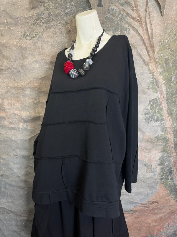 92052 Vintage Pullov Sweatshirt Top-Black