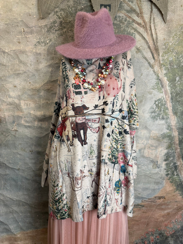 T1097 Cowlneck Dolman Slv Top-Holiday Joy