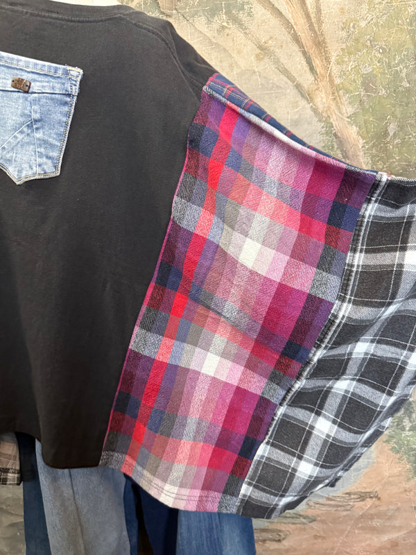 5576 Flannel Band Tee Topper-A