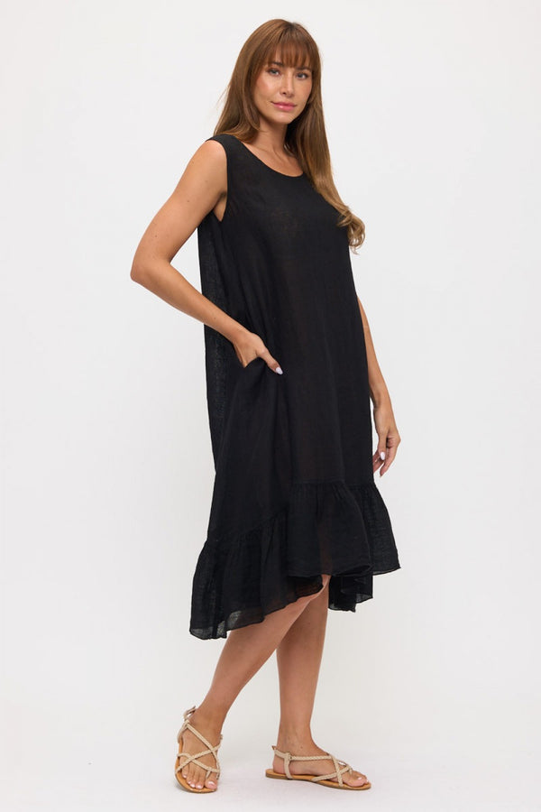 MP-MD1041 Dress W/Ruffle-Black
