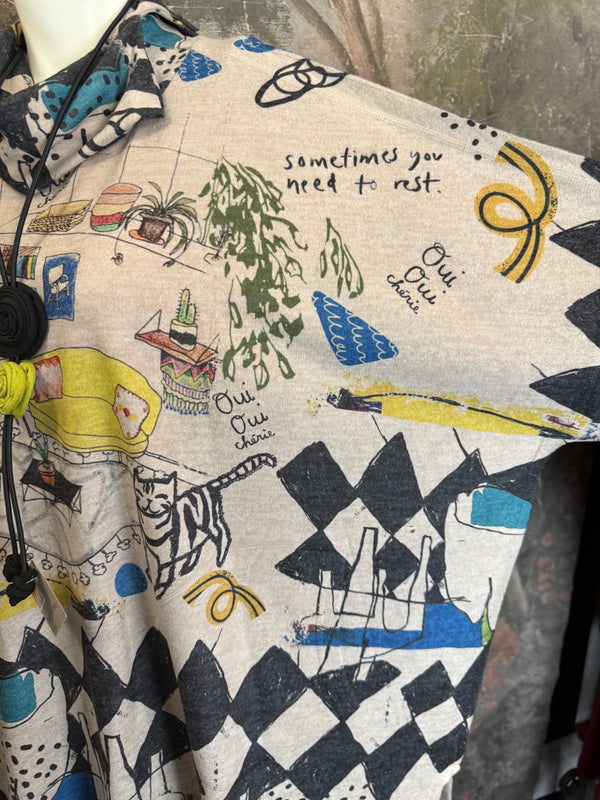 T1097 Cowlneck Dolman Slv Top