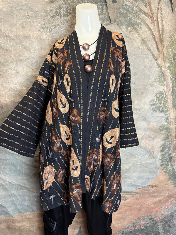 ANU 19828 Embroidered Duster JKT-Fudge