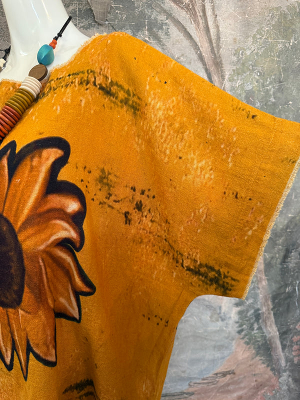 782 High Low Linen Tunic Top-Sunflower/Gold