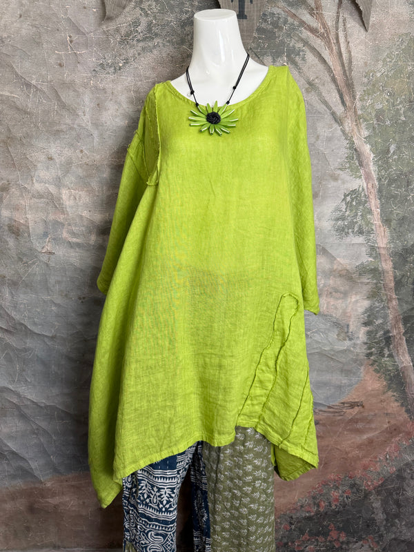 91624 Solid Patch Tunic Shirt-Kiwi