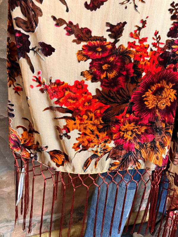 5824 Burnt Velvet Floral Kimono