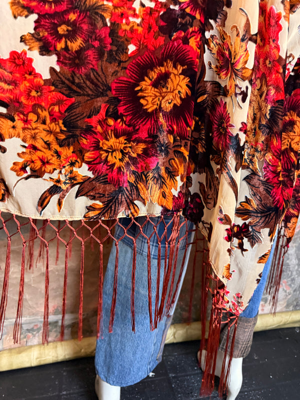 5824 Burnt Velvet Floral Kimono