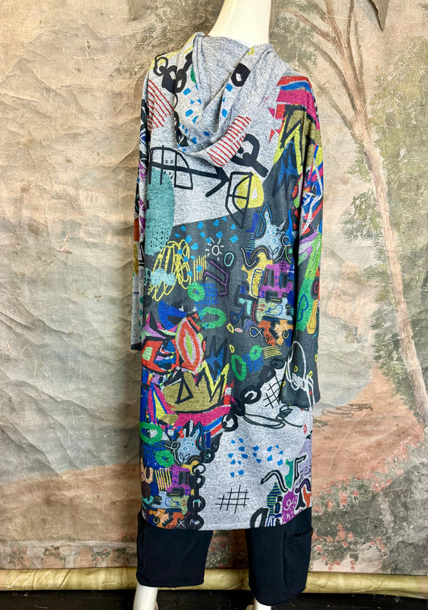 C008T L/Slv Hooded Cardi Duster