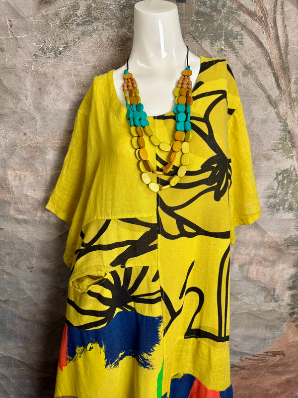 90617P-23 Linen Paint Dress-Mango