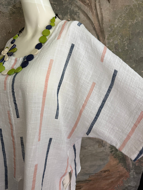 6653S Stripe Top-White