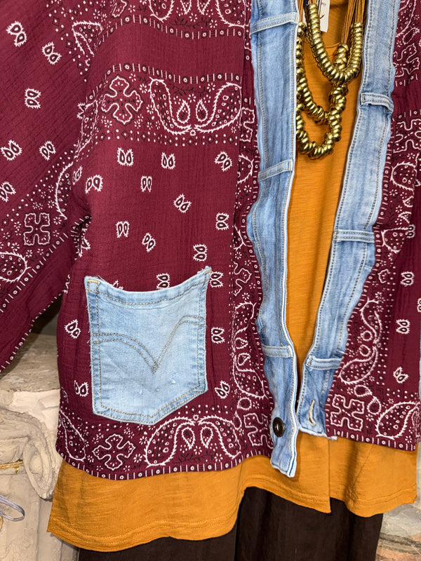 5755 Bandana Short Kimono-Wine