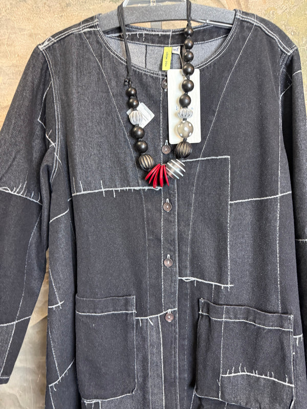 20126N17 Lg/Slv Slit Back Shirt-Dark Grey