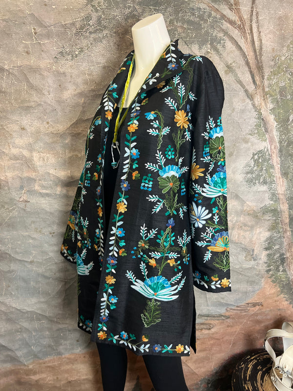 19969 Silk Embroidered Jacket-Lapis