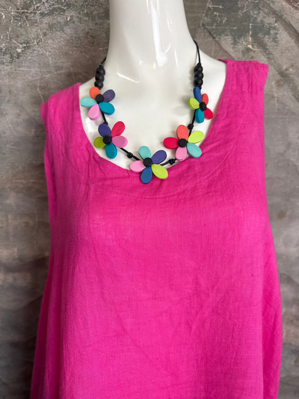 751 Artistry Layered Tank Dress-Fuchsia