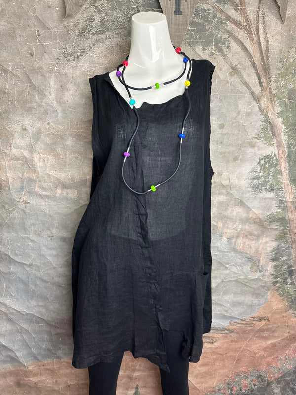 91755 Uneven Tank Top-Black