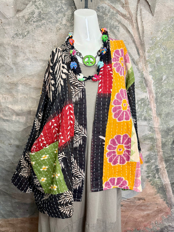 1040w Kantha Long Sleeve Jacket-Piper