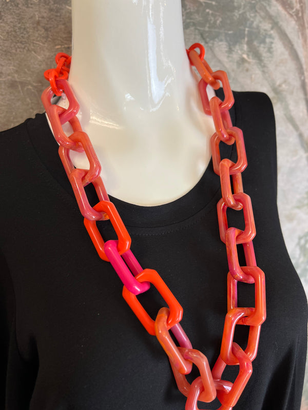 NMB715-CORAL MARBLE NECKLACE