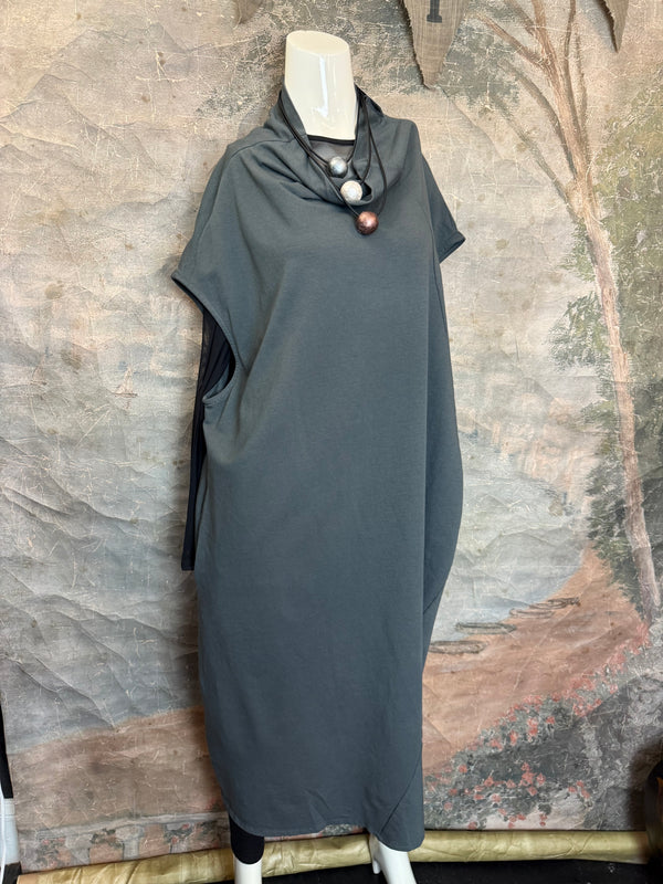 92009 Cocoon Sweatshirt Dress-Charcoal