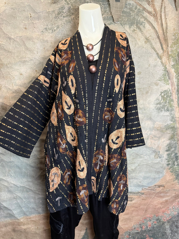 ANU 19828 Embroidered Duster JKT-Fudge