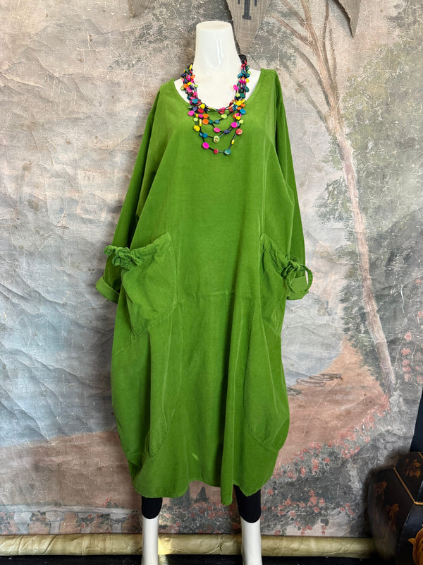 92003 Corduroy Pocket Dress-Kiwi